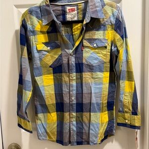 NWT Levi's Boys Multicolor Plaid Button Down Shirt